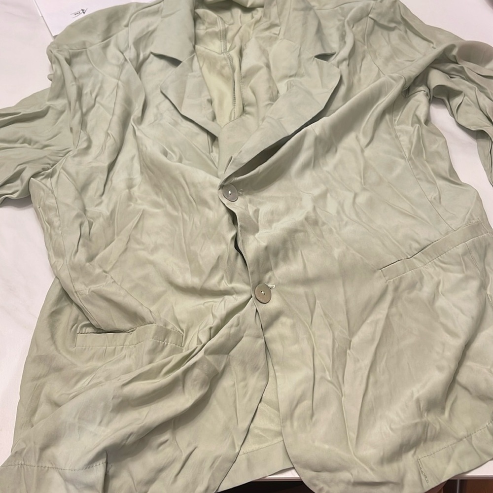 Green cotton blazer